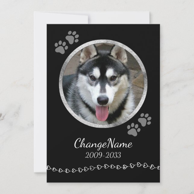 Liebe Sie Hunde-Gedenkkarten für schwarze Keepsake Ankündigung (Vorderseite)