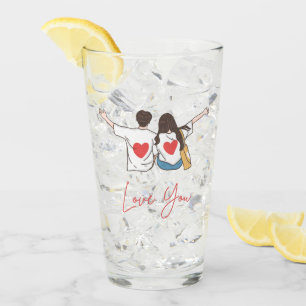 Liebe Sie Illustrierter romantischer Glass Cup Glas