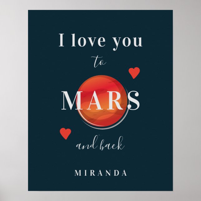 Liebe Sie in die Mars moderne Typografie Valentine Poster (Vorne)