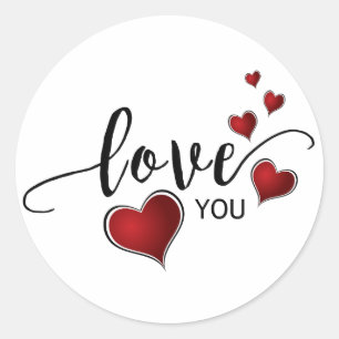 Liebe Sie Kalligrafie und Herz Runder Aufkleber
