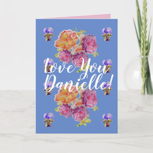 Liebe Sie können Rosa Rosen Aquarellkarte benennen Karte (Vorderseite)