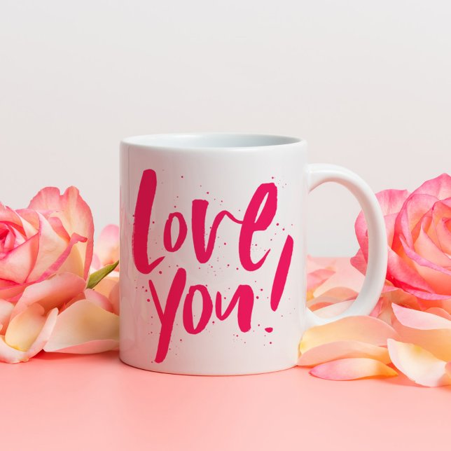 Liebe Sie kühne moderne rosa Valentinstag Kaffeetasse (Von Creator hochgeladen)