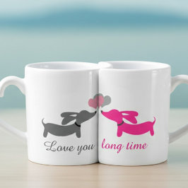 Liebe Sie lange Dackel Paare Mug Set Liebestassen