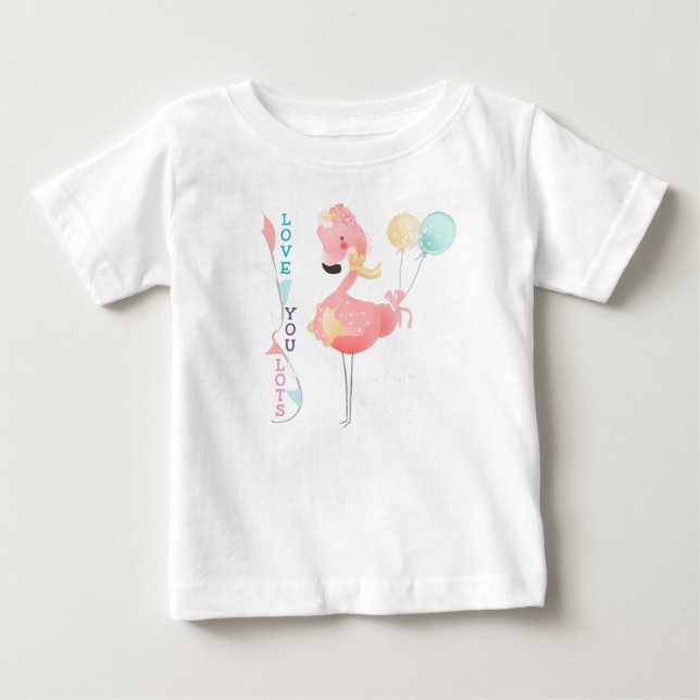 Liebe Sie lieben Niedlich rosa Flamingo Baby T-shirt (Vorderseite)