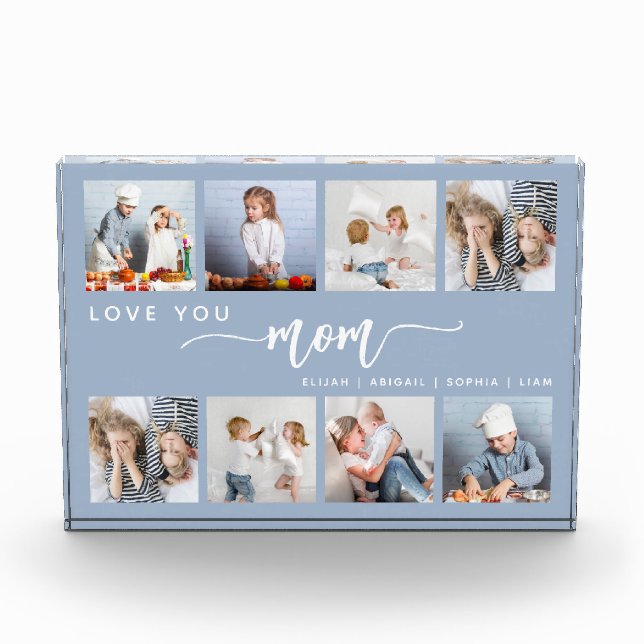 Liebe Sie Mama 8 Foto Collage Dusty Blue (Vorderseite)