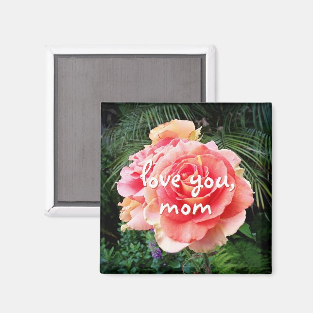 Liebe Sie Mama Anführungsskript rosa Blume Foto Magnet (Vorderseite/Rückseite)