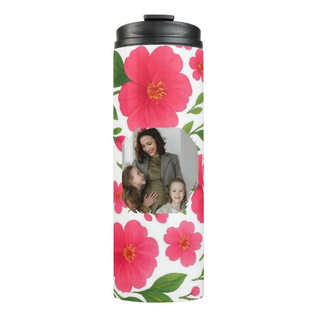Liebe Sie Mama Bluthochröhrentumbler mit Foto Thermosbecher (Vorderseite)