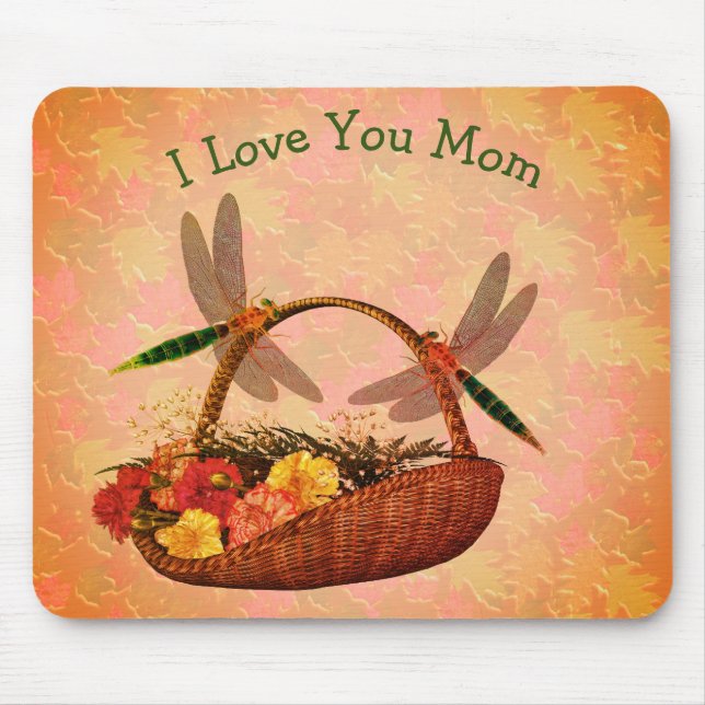Liebe Sie Mama Dragonflies Blume Aktionskorb Mousepad (Vorne)
