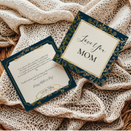Liebe Sie Mama Elegante Marine und Gold Scrolls Karte