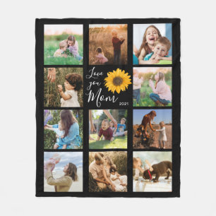 Liebe Sie Mama Familienfoto Collage Sonnenblumen Fleecedecke