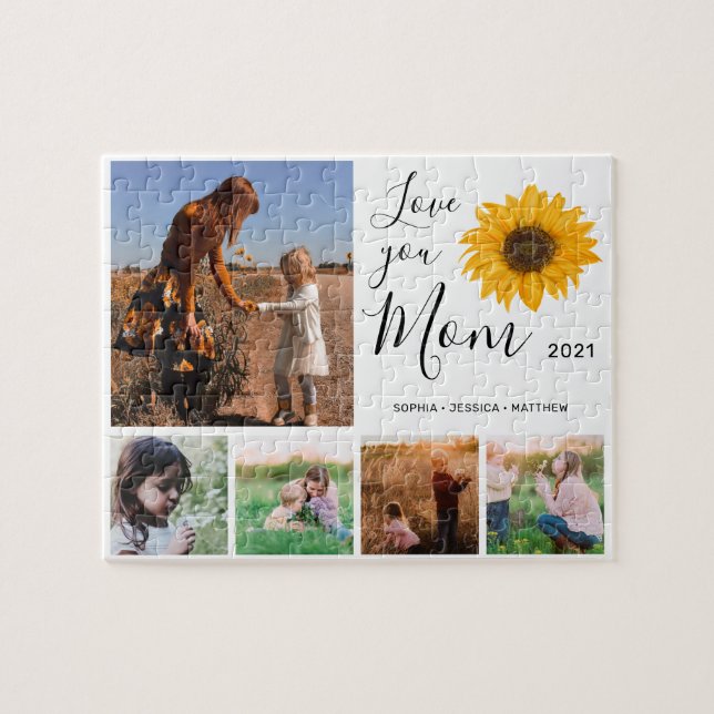 Liebe Sie Mama Familienfoto Collage Sonnenblumen J (Horizontal)