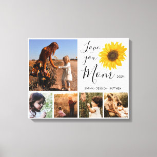 Liebe Sie Mama Familienfoto Collage Sonnenblumen Leinwanddruck