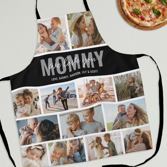 Liebe Sie Mama Foto Collage Schwarz Schürze (Von Creator hochgeladen)