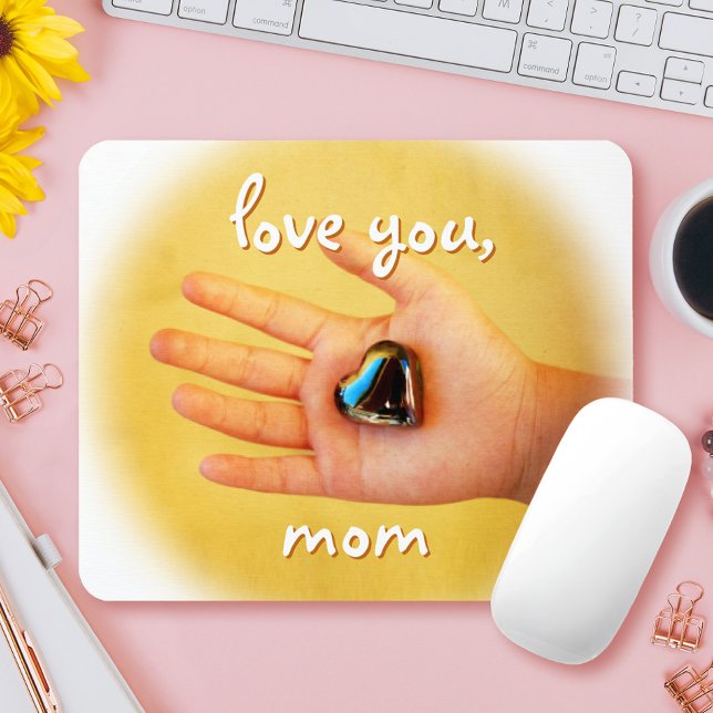 Liebe Sie Mama Kinderhand Blue Heart Fotografie Mousepad (Von Creator hochgeladen)