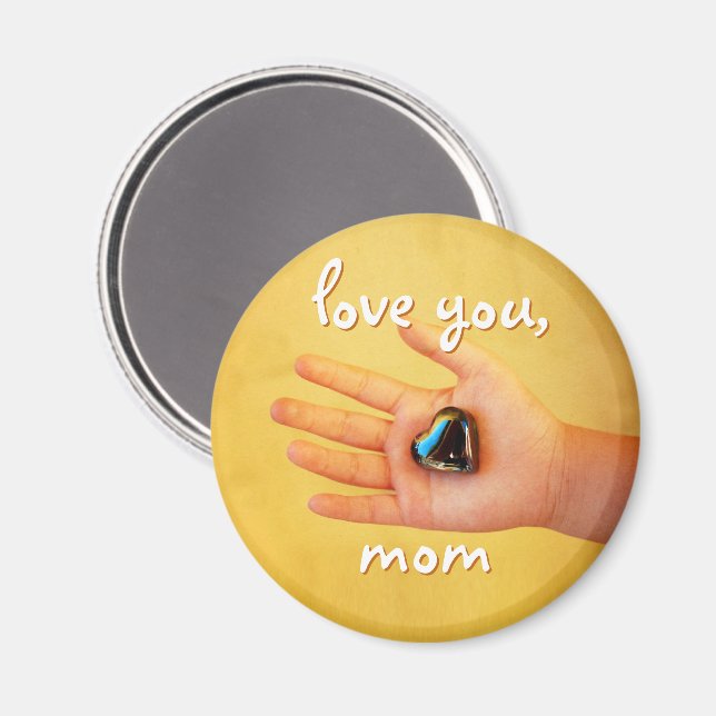 Liebe Sie Mama Kind's Hand hält blaues Herz Foto Magnet (Vorderseite/Rückseite)