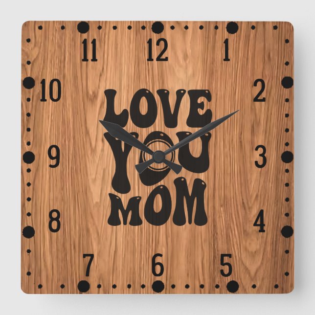 Liebe Sie Mama Muttertag Design-51727 Quadratische Wanduhr (Vorderseite)
