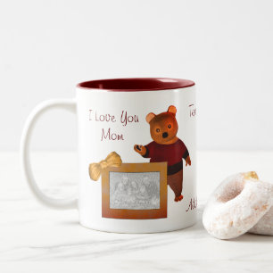 Liebe Sie Mama Niedlich Bären Personalisiertes Fot Zweifarbige Tasse