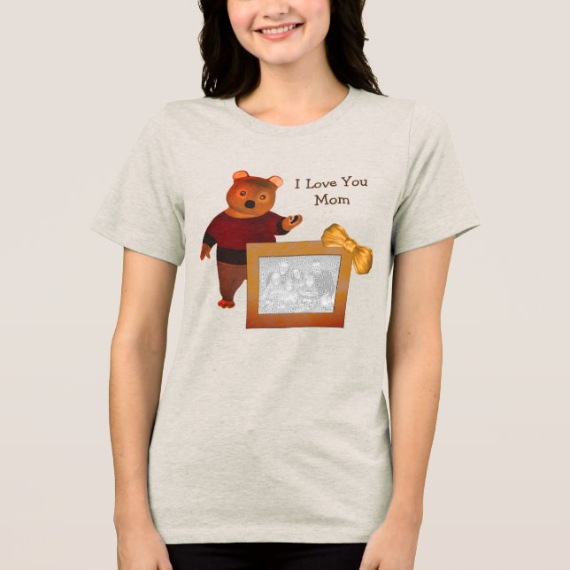 Liebe Sie Mama Personalisiertes Foto Niedlicher Bä Tri-Blend Shirt (Vorderseite)