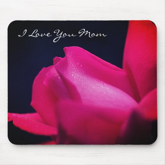 Liebe Sie Mama Red Rosenknospe Blume Mousepad (Vorne)