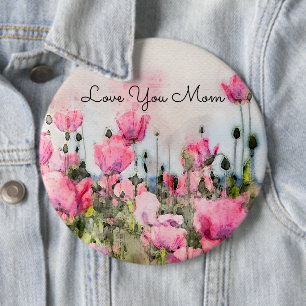 Liebe Sie Mama Rosa Blumenwasser Button