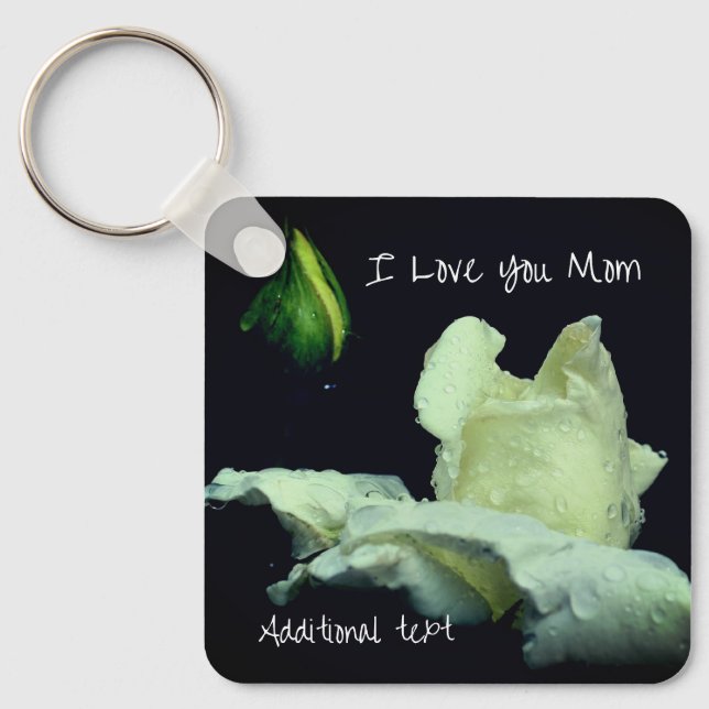 Liebe Sie Mama Weiße Rosenknospe Personalisiert Schlüsselanhänger (Vorderseite)