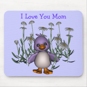 Liebe Sie Mama Whimsical Bird Blume Mousepad