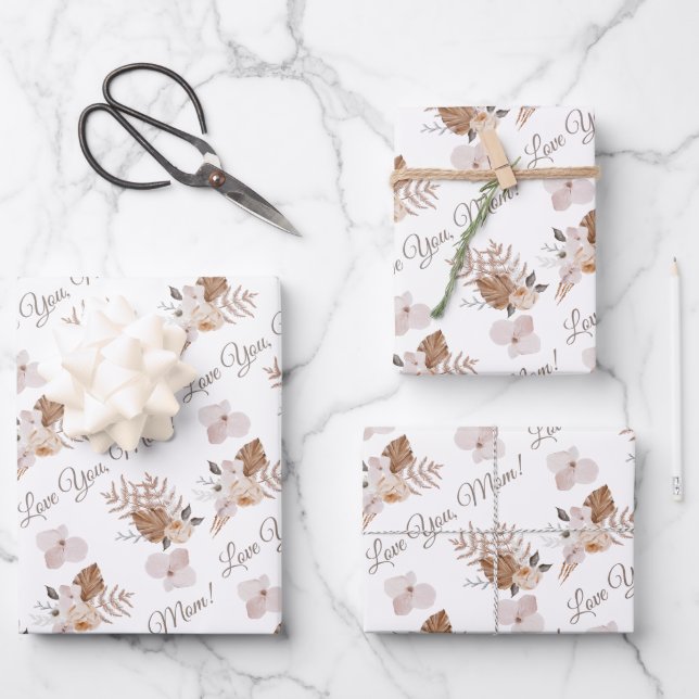 Liebe Sie Mama Wrapping Paper Flat Sheet Set 3 Geschenkpapier Set (Vorderseite)