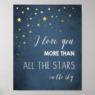 Liebe Sie mehr als alle Sterne Zitat Kunst Kinderz Poster