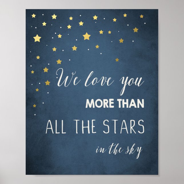 Liebe Sie mehr als alle Sterne Zitat Kunst Kinderz Poster (Vorne)