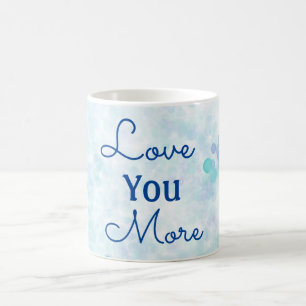 Liebe Sie mehr Blasen blauer Farbe Kaffeetasse