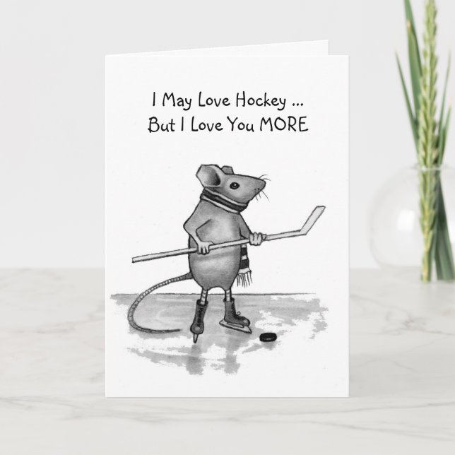 Liebe Sie mehr Dank Hockey: Maus im Stift Dankeskarte (Vorderseite)