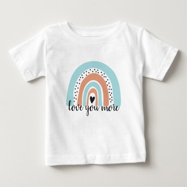 Liebe Sie mehr Regenbogen Herz Blue Peach Baby T-shirt (Vorderseite)