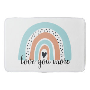 Liebe Sie mehr Regenbogen Herz Blue Peach Badematte
