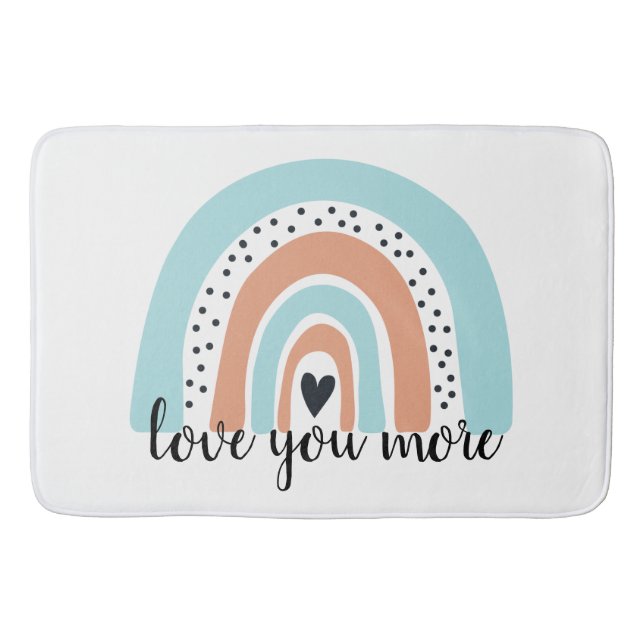 Liebe Sie mehr Regenbogen Herz Blue Peach Badematte (Vorderseite)
