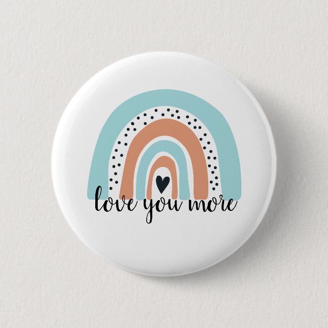 Liebe Sie mehr Regenbogen Herz Blue Peach Button (Vorderseite)
