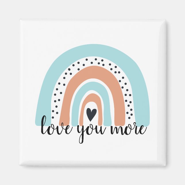 Liebe Sie mehr Regenbogen Herz Blue Peach Magnet (Vorne)