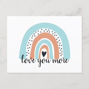 Liebe Sie mehr Regenbogen Herz Blue Peach Postkarte