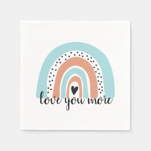Liebe Sie mehr Regenbogen Herz Blue Peach Serviette