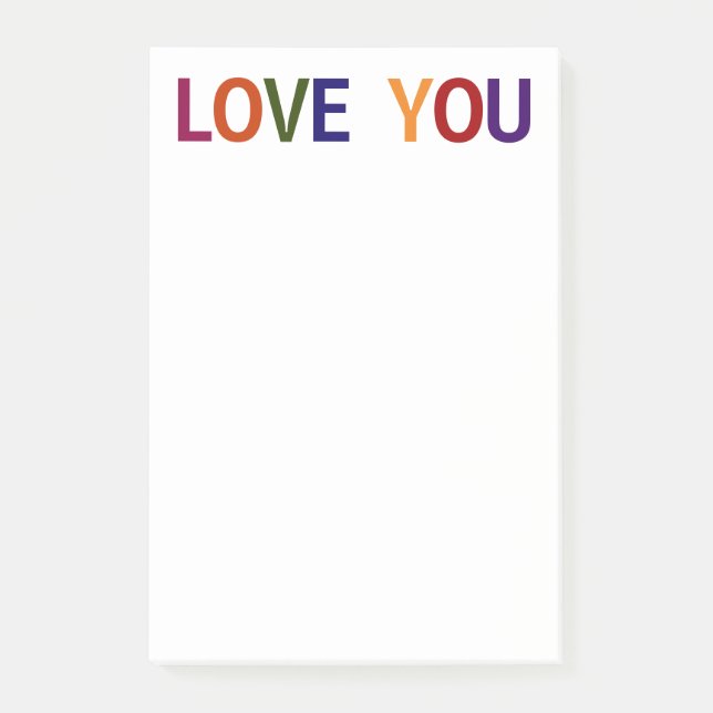 Liebe Sie mehrfarbig 4 x 6 Post-it Klebezettel (Vorderseite)