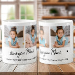 Liebe Sie Mimi Custom Modern Simple Oma 4 Foto Kaffeetasse<br><div class="desc">Mit unserer individuell gestaltbaren Collage Tasse für Fotos, ein herzliches und einzigartiges Geschenk, das perfekt für die besondere Oma in Ihrem Leben ist. Diese wunderschön gestaltete Tasse ermöglicht es Ihnen, 4 Ihrer Lieblings-Fotos zu präsentieren und eine moderne, elegante und schlichte Collage zu schaffen, die Wärme und Liebe ausstrahlt. Personalisiert mit...</div>