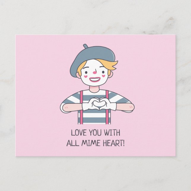 Liebe Sie mit ganzem Herzen, Niedliche Liebe Puff Postkarte (Vorderseite)