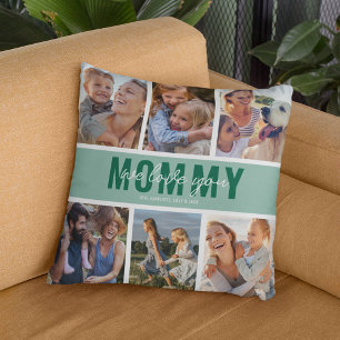 Liebe Sie Mommy Foto Collage Green Kissen