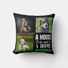 Liebe Sie Mum Black Custom Collage & Dog Kissen