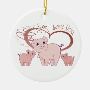 Liebe Sie, niedliche Piggies Kunst Keramikornament