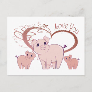 Liebe Sie, Niedliche Schweine Kunst Postkarte