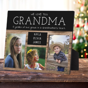 Liebe Sie Oma 3 Foto Collage Schwarzes Holz Fotoplatte