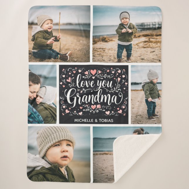 Liebe Sie Oma Custom 6 FotoCollage Sherpadecke (Vorderseite)