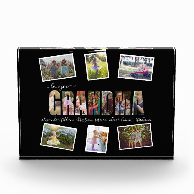 Liebe Sie Oma Foto Collage Letters Foto Block (Vorderseite)