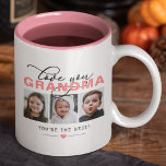 Liebe Sie Oma/Nana/andere 3 Foto Benutzerdefiniert Zweifarbige Tasse<br><div class="desc">Fügen Sie dieser modernen Tasse für Großmütter 3 Fotos und Sondertexte hinzu,  mit den Worten "Liebe du (Oma/Nana/Nan/Granny/Other)" und "Du bist der Beste!" (oder einem anderen Text). Wenn Sie Hilfe bei der Anpassung benötigen,  schreiben Sie mir bitte den unten stehenden Button und ich werde Ihnen gerne helfen.</div>