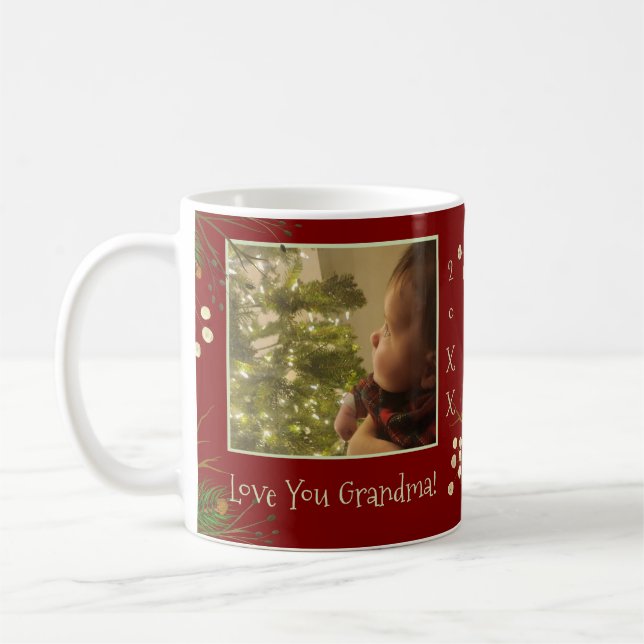 Liebe Sie Oma Rotes festliches Foto Weihnachten Kaffeetasse (Links)